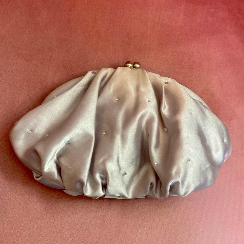 Silver clutch with silver strap